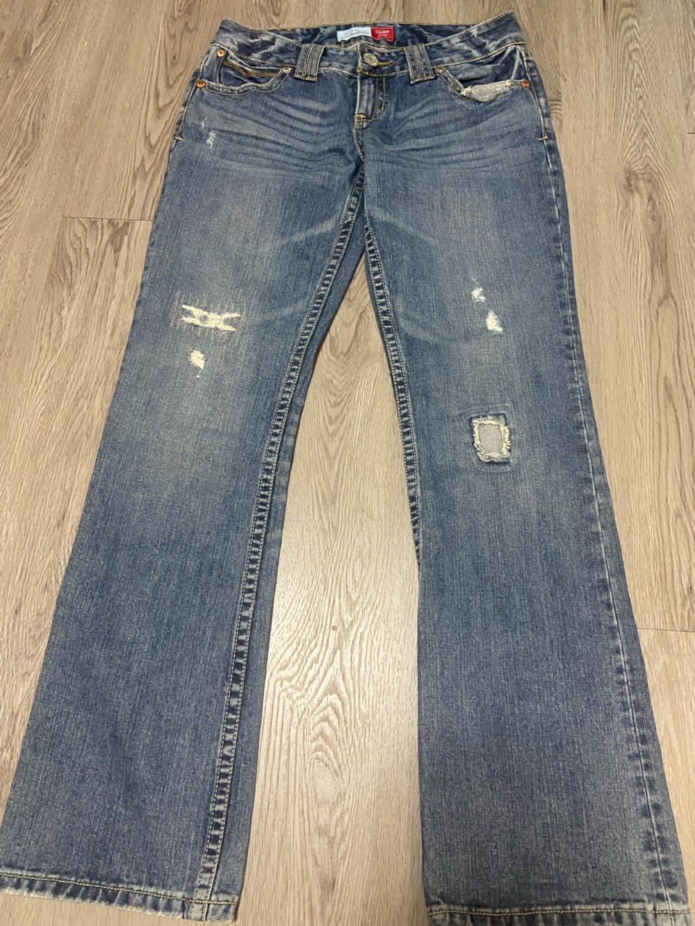 Aeropostale Women's Boot Cut Distressed Blue Jeans